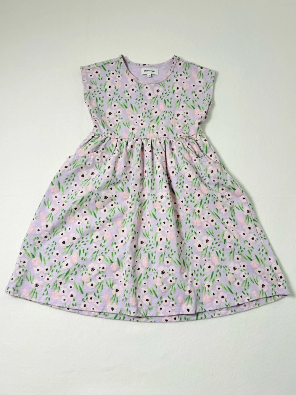 Sammy + Nat Lilac Floral Dress with Pink and Green
